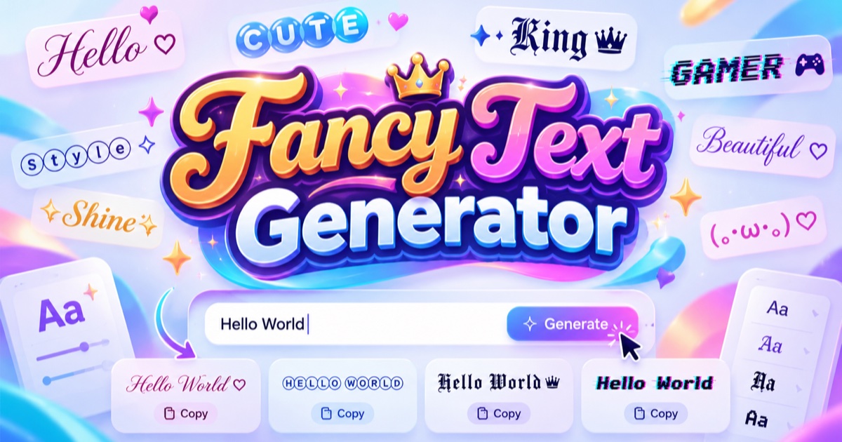 Fancy Text Generator title graphic with aesthetic typography styles