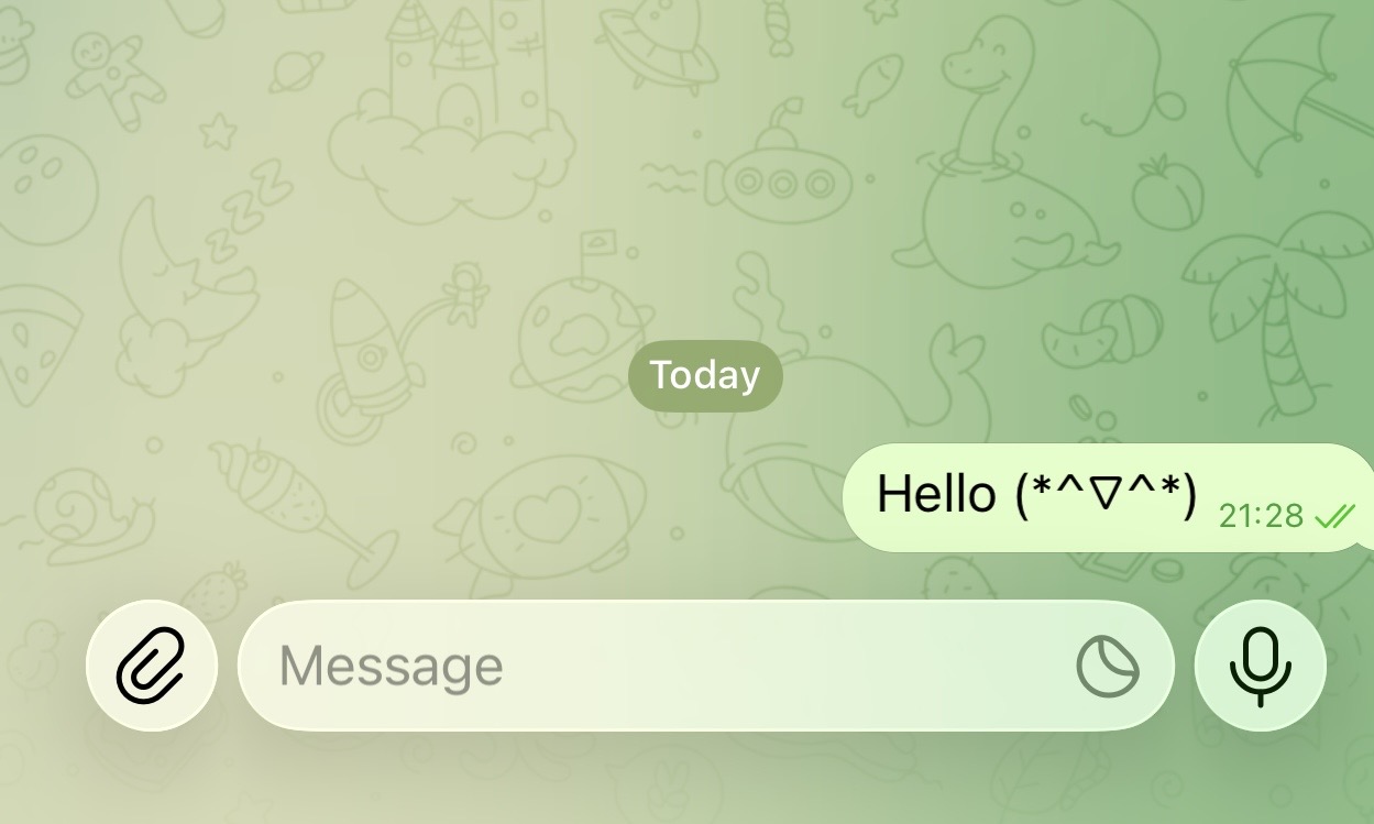 Kaomoji displayed in a messaging app
